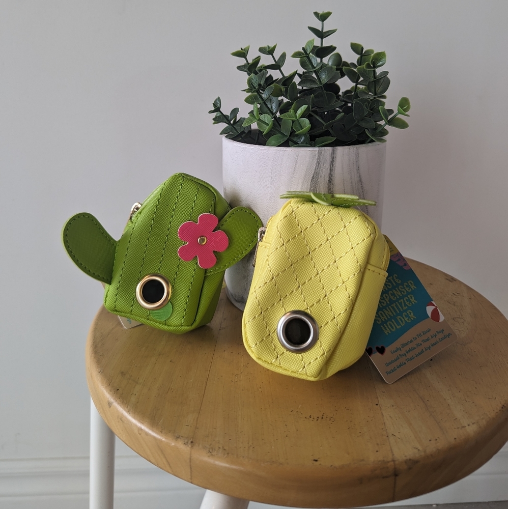 4/$25 PINEAPPLE & CACTUS DOGGY POOP BAG LEASH HOLDER CASE